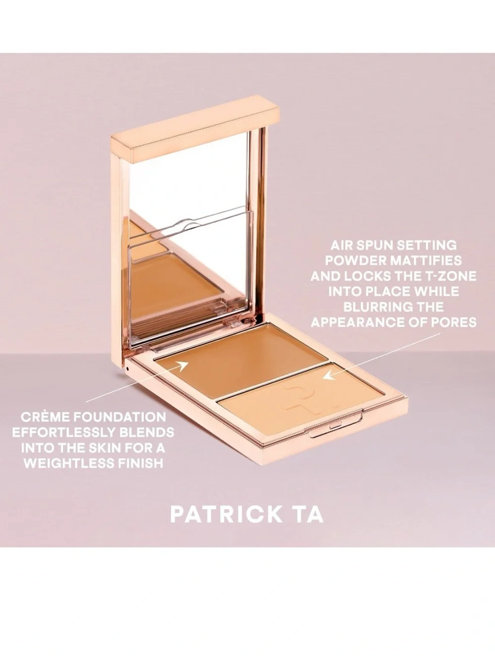 NWT Patrick Ta Major Skin Crème Foundation& Finishing Powder Duo - Light Medium2